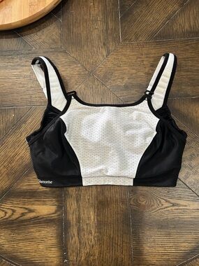 Glamorise Black & White High Support Sports Bra - 34DD Pre-Owned very good cd.